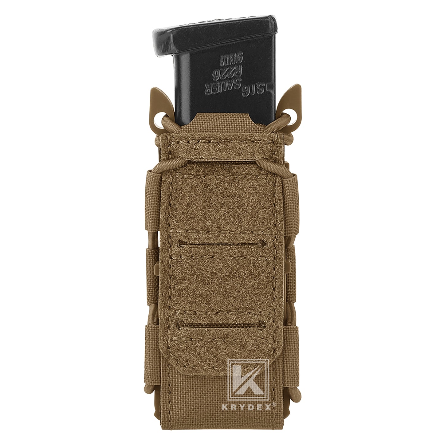 Krydex Tactical 9mm Magazine Pouch Open Top Pistol Mag Carrier Rapid Access MOLLE Compatible
