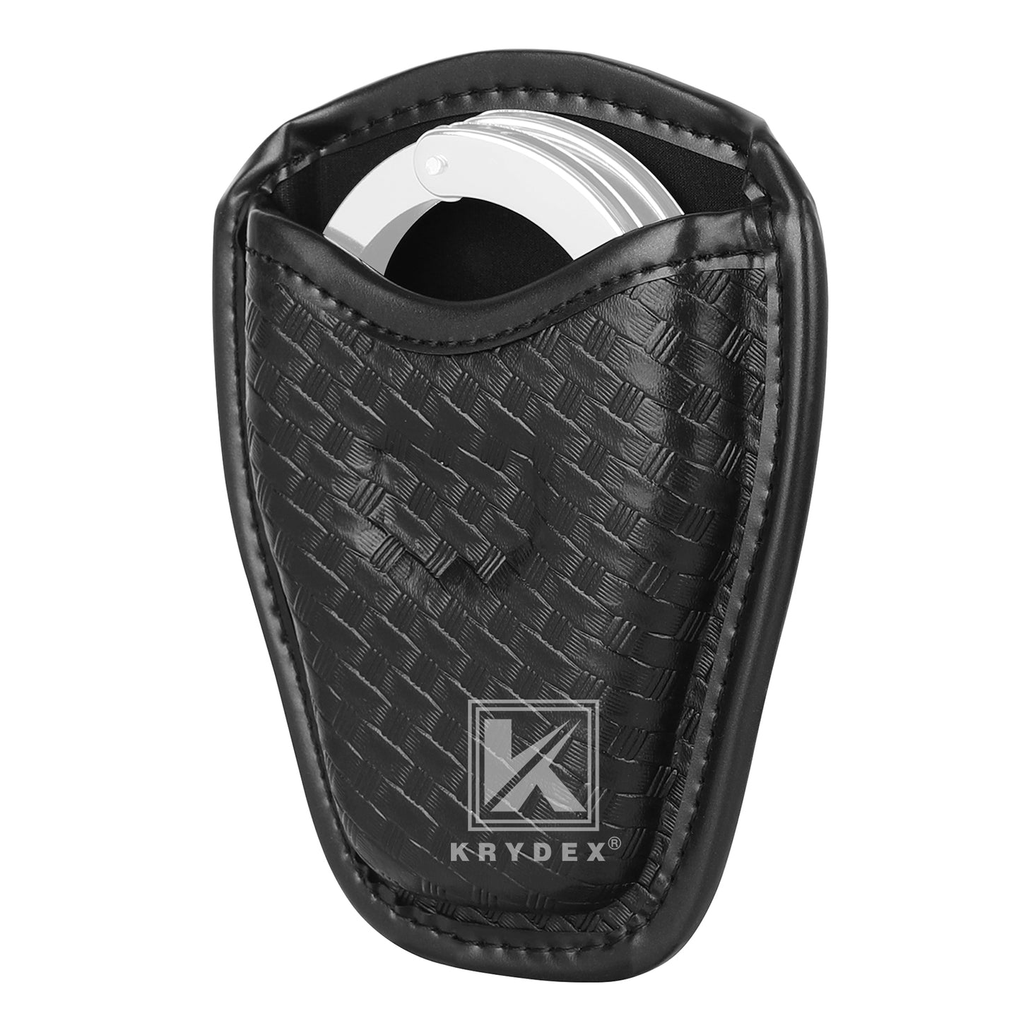 Krydex Open Top Basket weave Handcuff Case for Duty Belt Single Handcuff Pouch Fits 2” & 2.25” Duty Belt For Police Law Enforcement & Security Guard Equipment