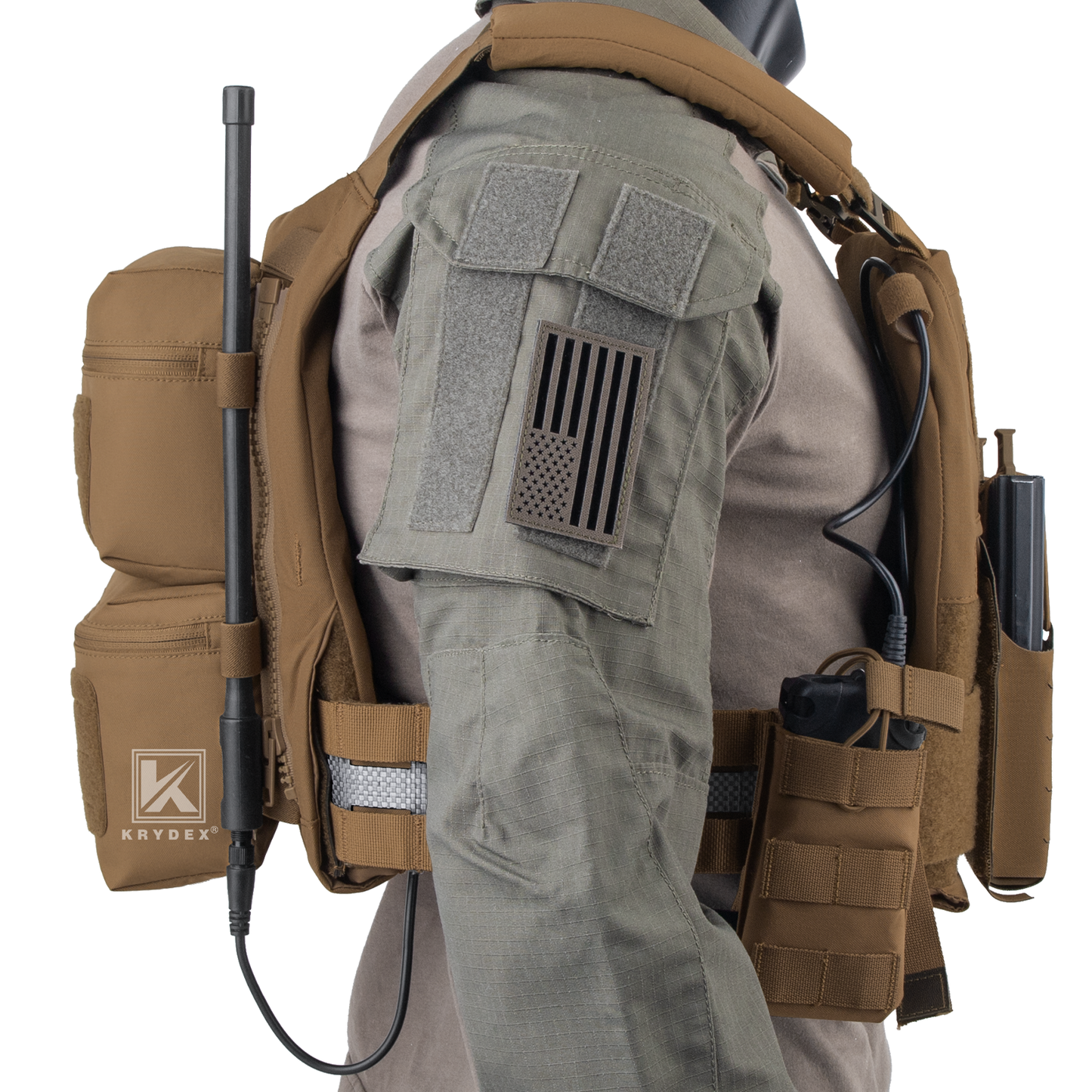 Krydex Tactical Back Panel Double Pouch Assault Zip On Modular Backpack for V5 vest