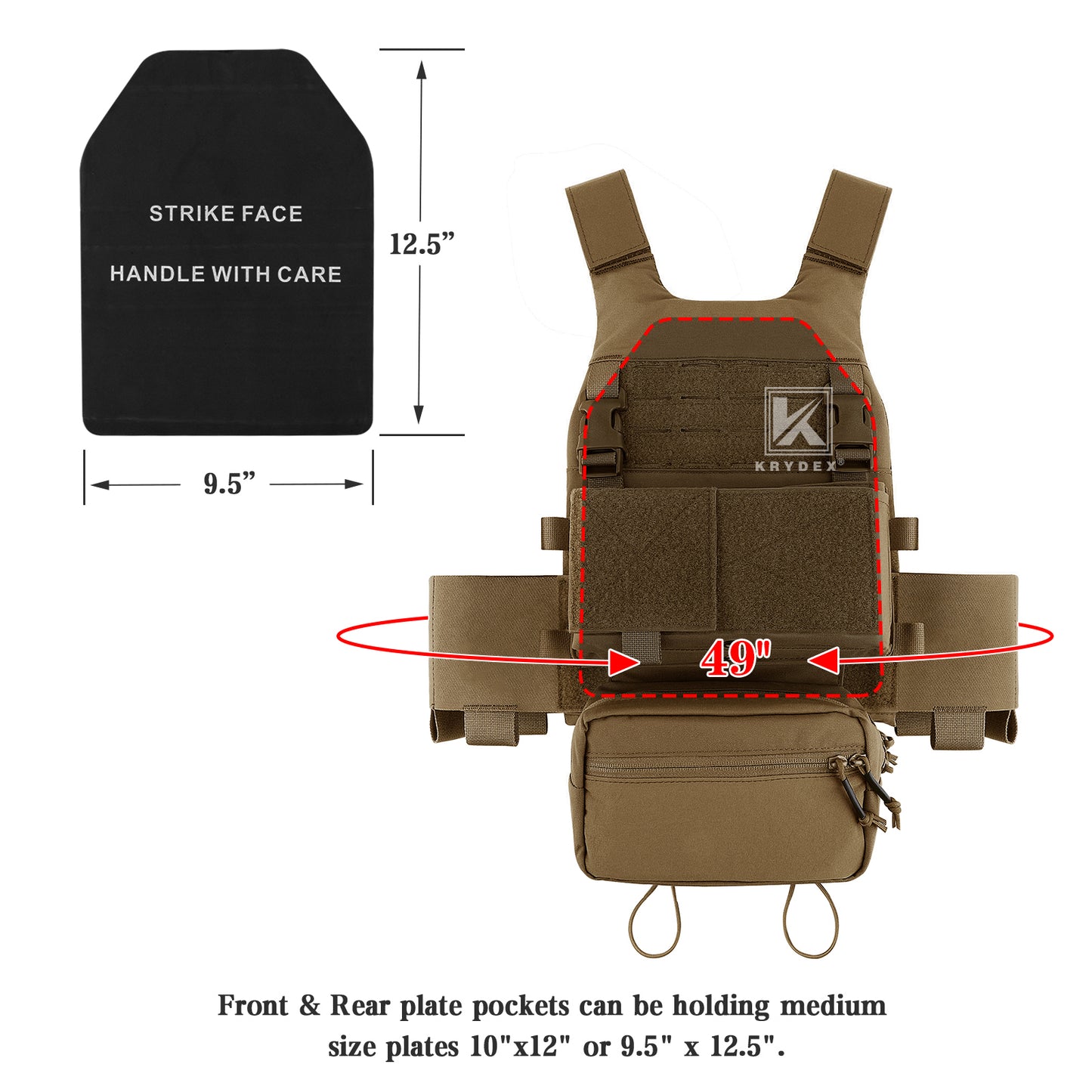 KRYDEX Low Vis Slick Plate Carrier Tactical Vest Body Armor w/MK Micro Fight Chest Rig Set