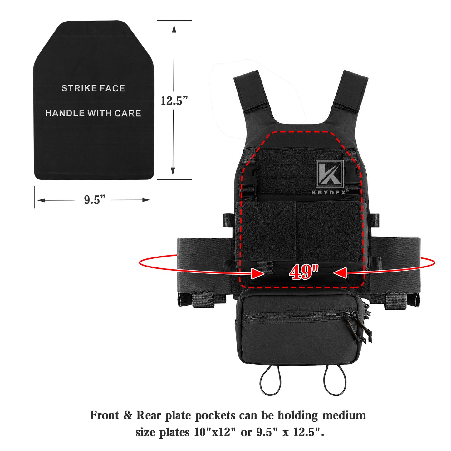 KRYDEX Low Vis Slick Plate Carrier Tactical Vest Body Armor w/MK Micro Fight Chest Rig Set
