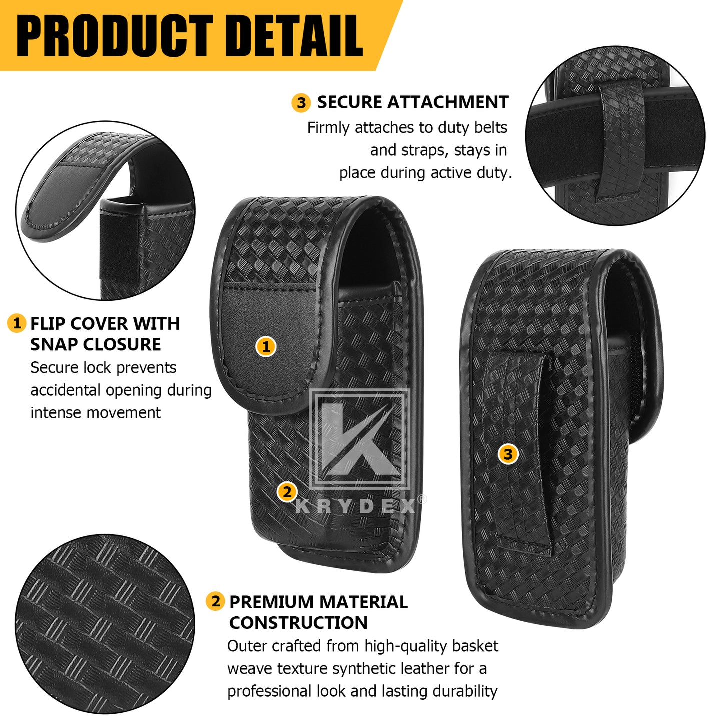 Krydex OC / MK3 Spray Holster Basket Weave OC MACE Pepper Spray Pouch Canister Flashlight Holder Multi-Tool Plier Pouch Fits 1.5" 1.75" 2" 2.25"  Duty Belt for Police Security LE Outdoor