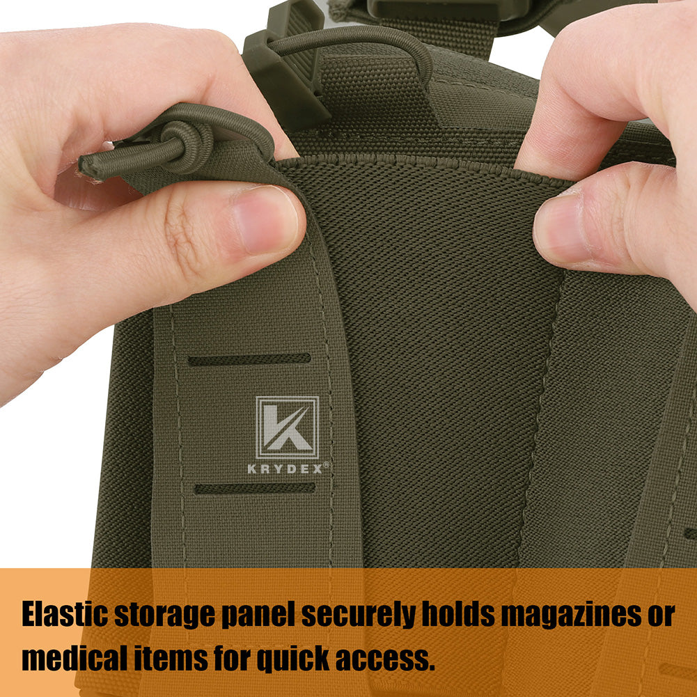 Krydex Tactical Triple Elastic 556 Magazine Pouch Placard GP Pouch Low-Profile Mag Holders for Chest Rig and Vest