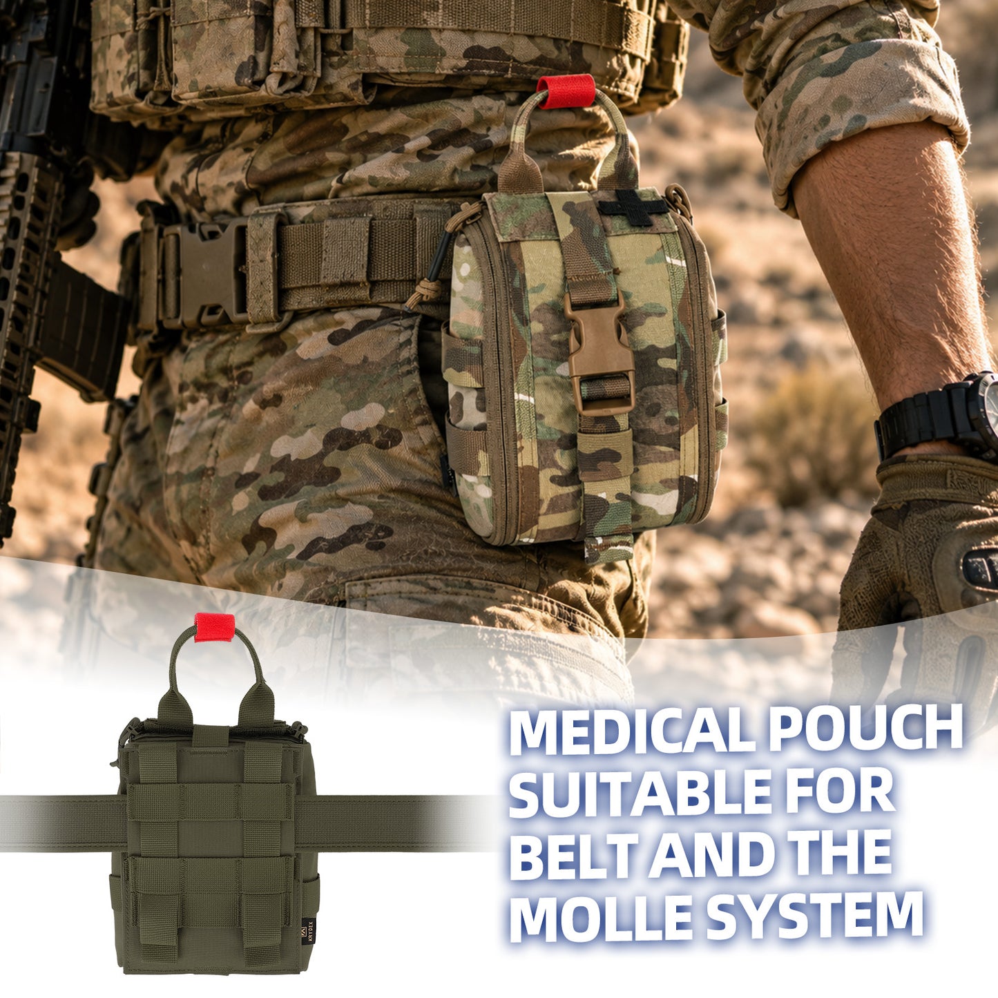 Krydex Tactical Tear Off Medical Pouch IFAK EMT Trauma Kit Pouch Rip Away First Aid Organizer MOLLE / Belt Compatible