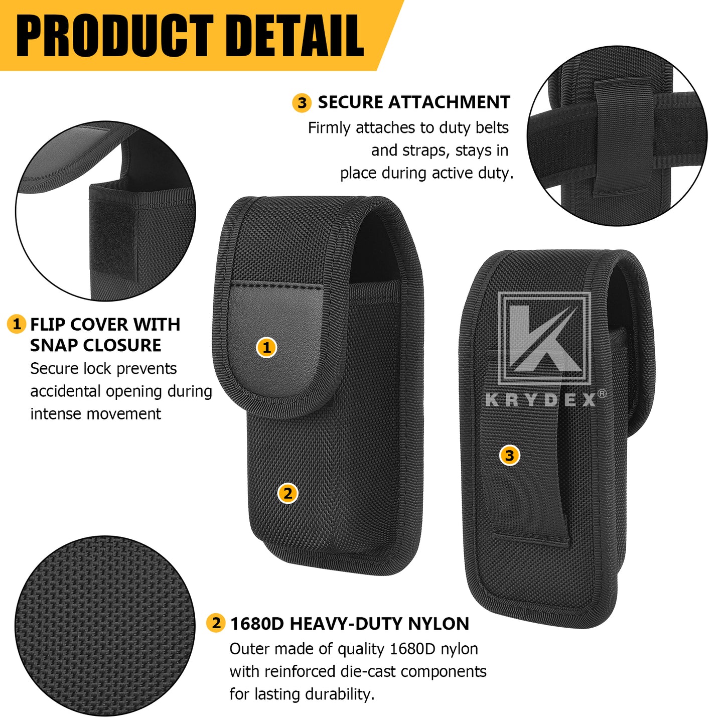 Krydex OC / MK3 Spray Holster OC MACE Pepper Spray Nylon Pouch Canister Flashlight Holder Multi-Tool Plier Pouch Fits 1.5" 1.75" 2" 2.25"  Duty Belt for Police Security LE Outdoor
