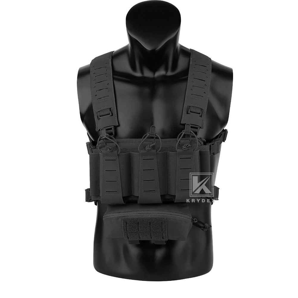 Krydex Tactical Chest Rig Triple Elastic 556 Magazine Pouch Placard GP Pouch Mini Drop Dangler Pouch