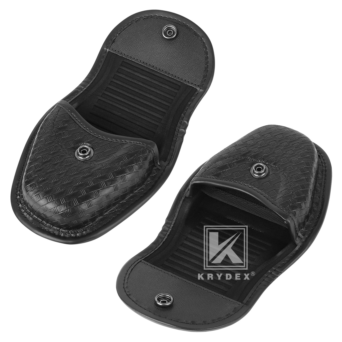 Krydex Double Hidden Snap Basket weave Handcuff Case Pouch Fits 2” & 2.25” Duty Belt For Police Law Enforcement & Security Guard Equipment