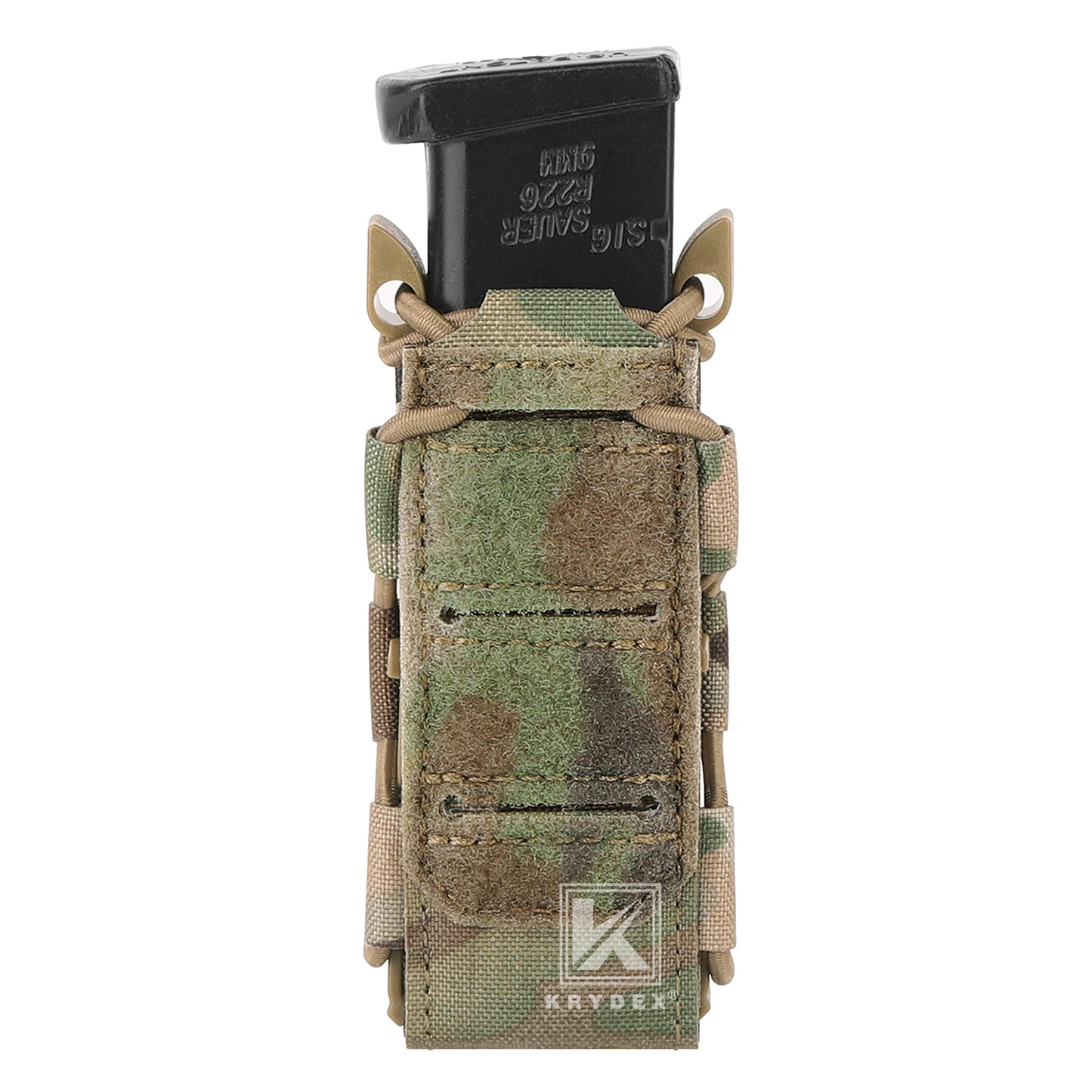 Krydex Tactical 9mm Magazine Pouch Open Top Pistol Mag Carrier Rapid Access MOLLE Compatible