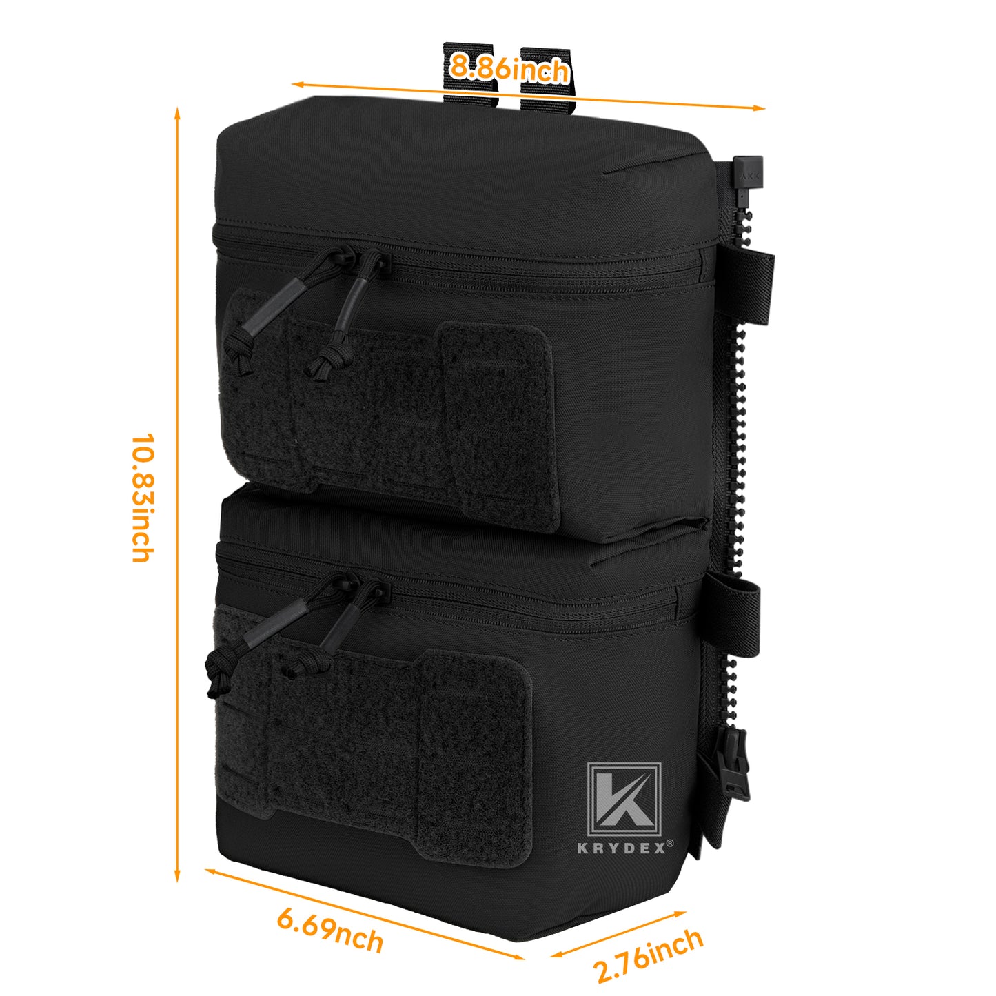 Krydex Tactical Back Panel Double Pouch Assault Zip On Modular Backpack for V5 vest