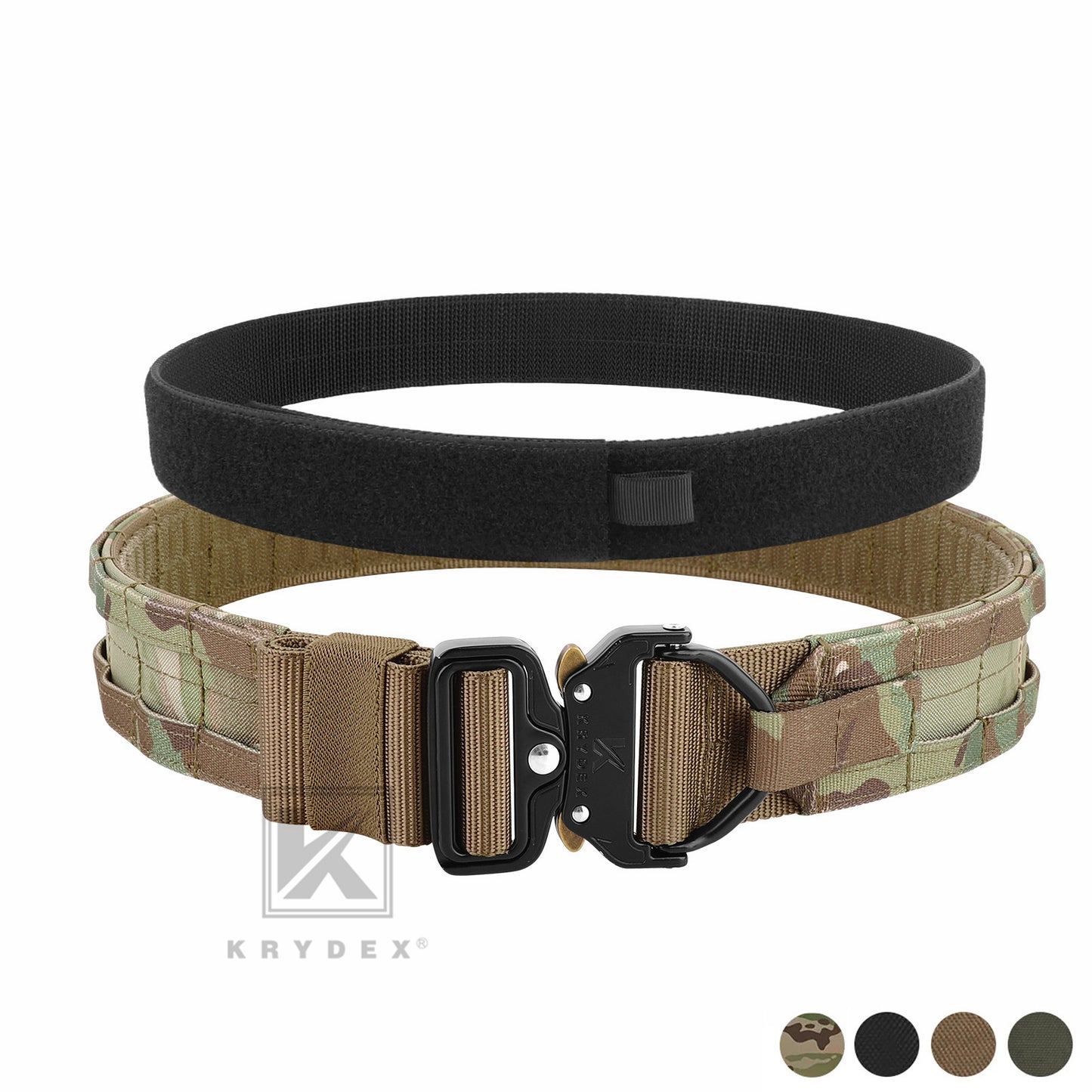 KRYDEX 1.75”& 1.5” Tactical Quick Release MOLLE D-Ring Belt Rigger Duty Gun Belt Outer & Inner Hunting Shooting Belt