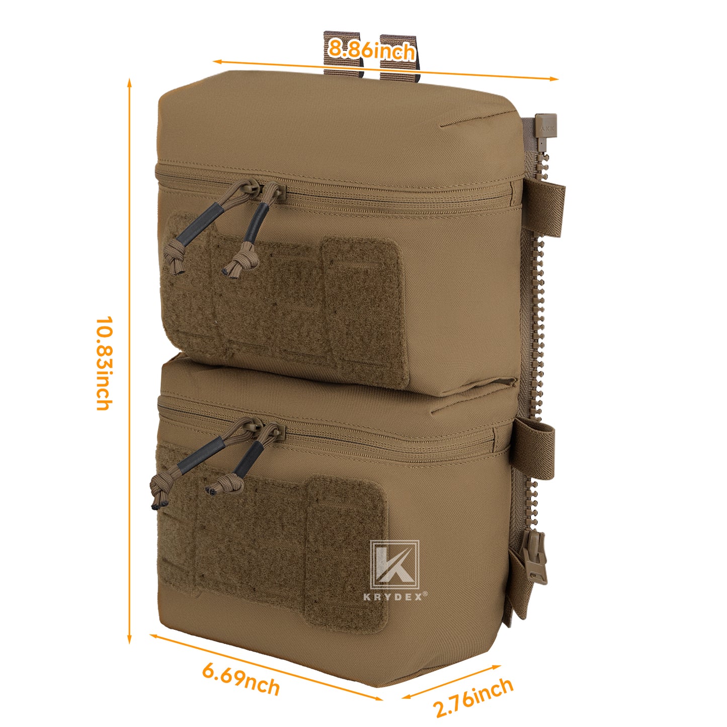 Krydex Tactical Back Panel Double Pouch Assault Zip On Modular Backpack for V5 vest