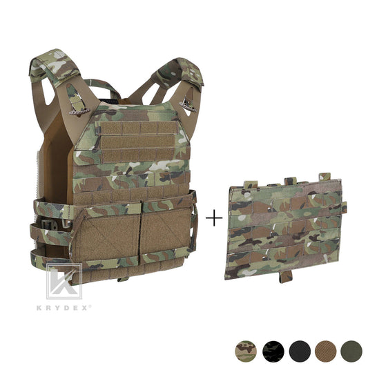 KRYDEX Jumpable Plate Carrier Molle Body Armor Tactical Vest With Detachable Front Molle Panel