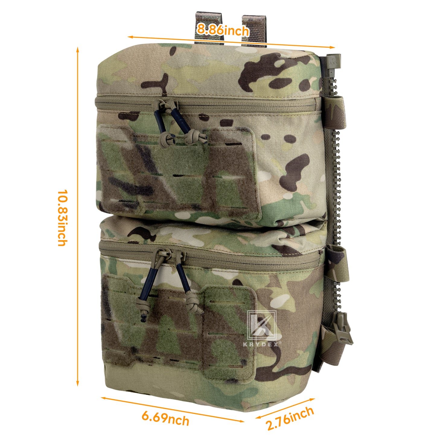 Krydex Tactical Back Panel Double Pouch Assault Zip On Modular Backpack for V5 vest