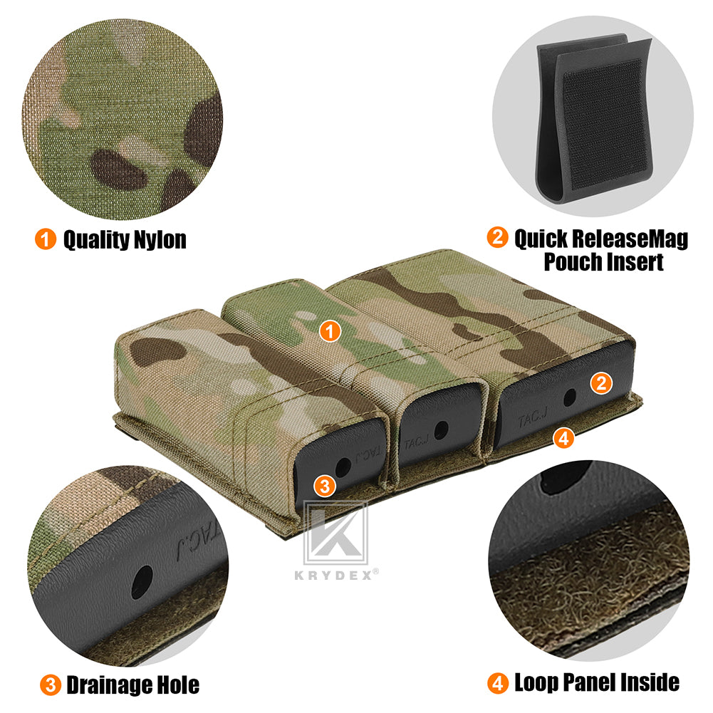 Krydex Tactical Double 9mm & 5.56 Magazine Pouch Mag Holder Duty Belt & Molle Compatible