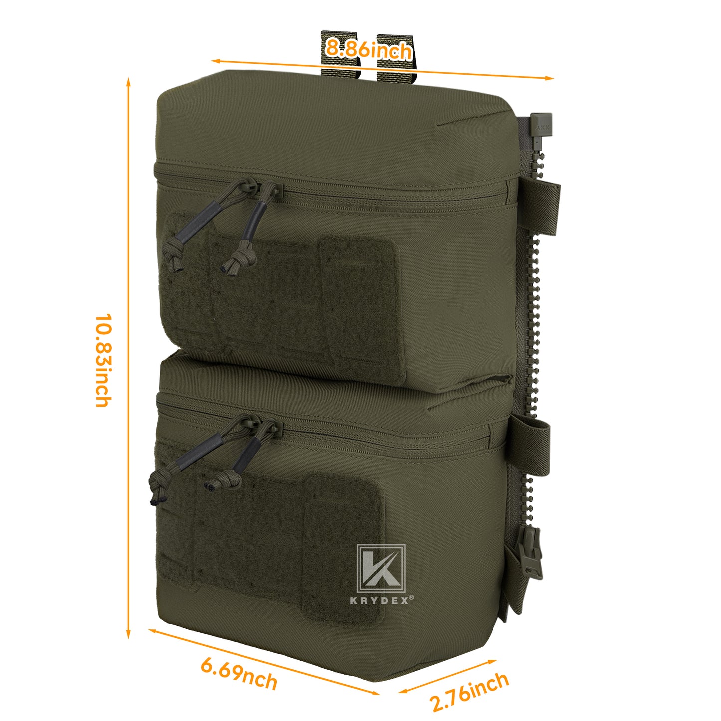Krydex Tactical Back Panel Double Pouch Assault Zip On Modular Backpack for V5 vest