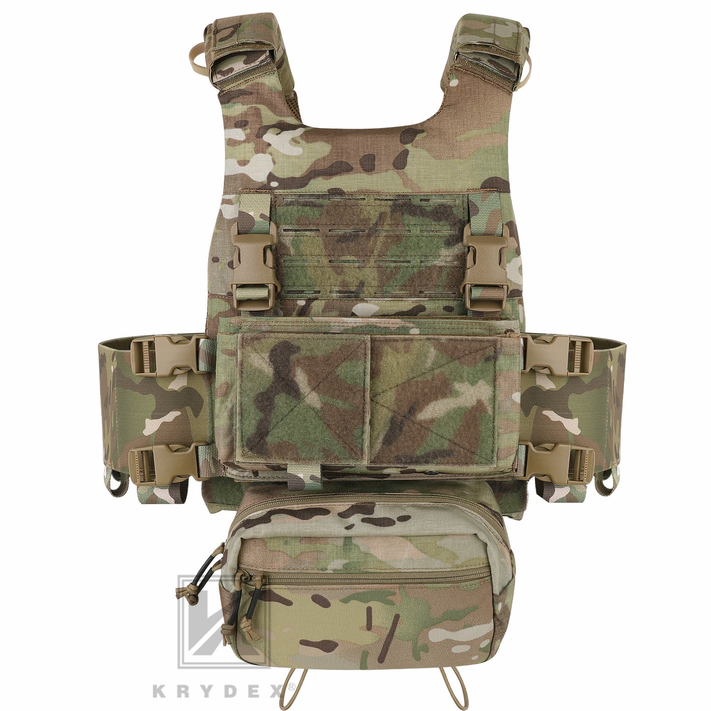 KRYDEX Low Vis Slick Plate Carrier FCS Tactical Molle Vest Elastic Cummerbund Micro Fight MK3 Chassis Drop SACK Pouch