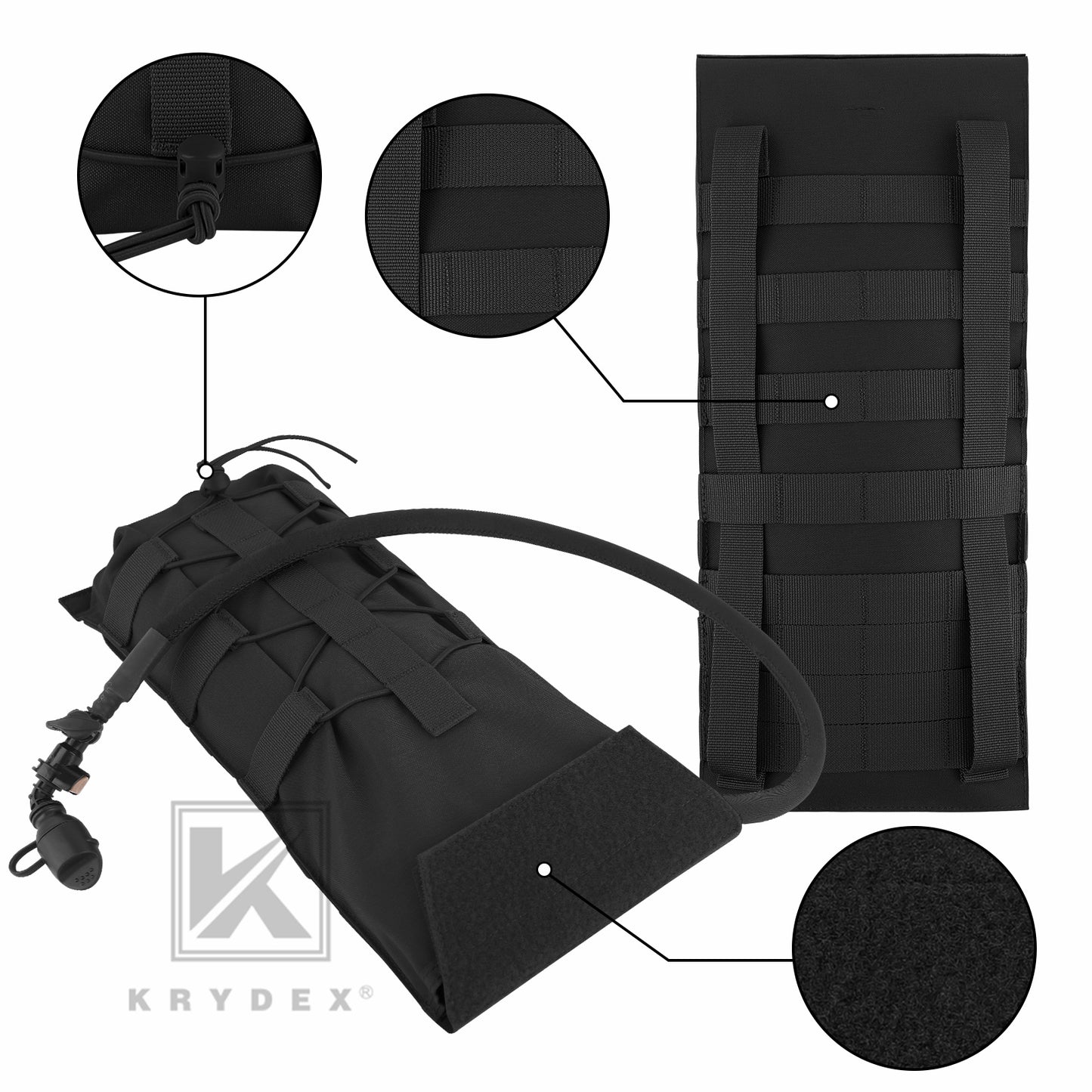 Krydex Tactical MOLLE Hydration Pack 100 oz Carrier 3L Water Bladder Pouch Modular Pack Bag