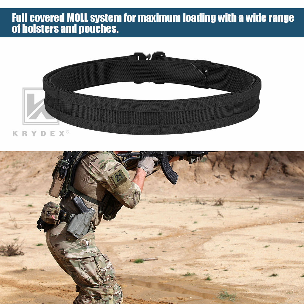 KRYDEX Quick Release 1.5"-1.75" Heavy Duty Metal Buckle Molle Rigger Outer & Inner Belt Airsoft Battle Tactical Outdoor Adjustable Waistband