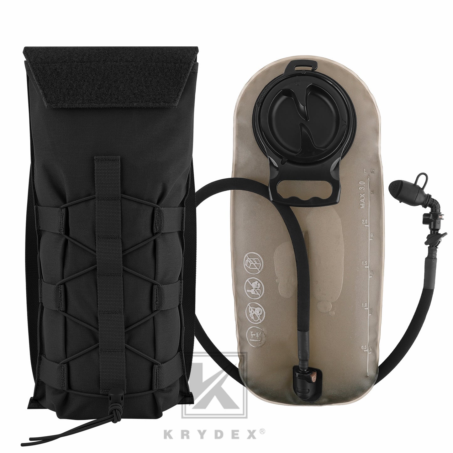 Krydex Tactical MOLLE Hydration Pack 100 oz Carrier 3L Water Bladder Pouch Modular Pack Bag