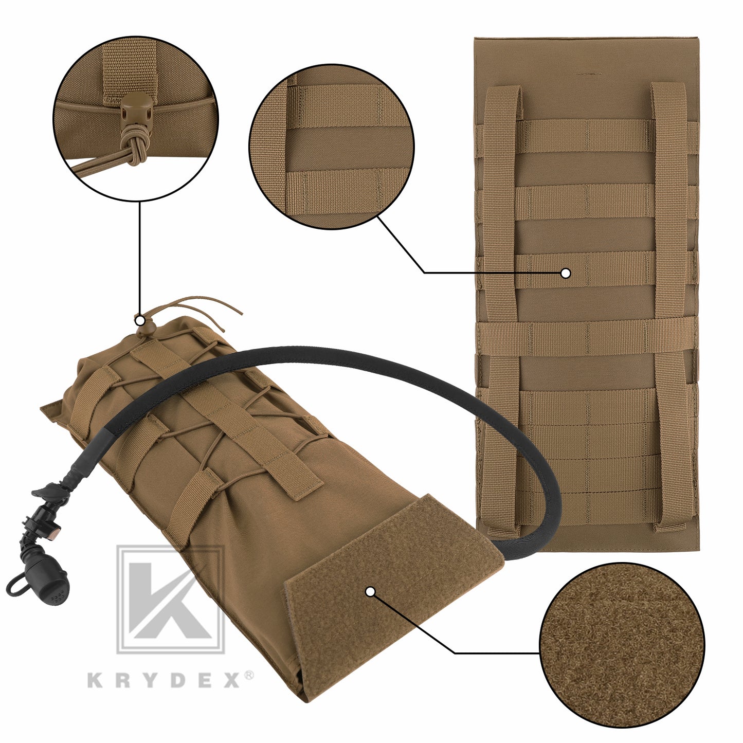 Krydex Tactical MOLLE Hydration Pack 100 oz Carrier 3L Water Bladder Pouch Modular Pack Bag