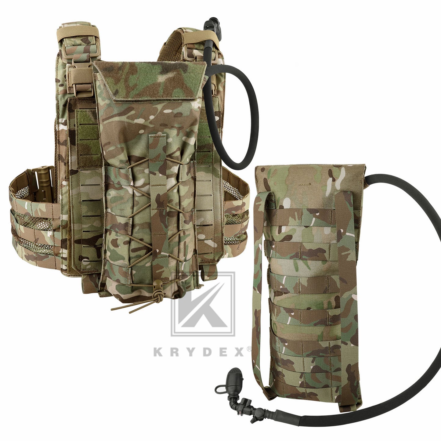 Krydex Tactical MOLLE Hydration Pack 100 oz Carrier 3L Water Bladder Pouch Modular Pack Bag