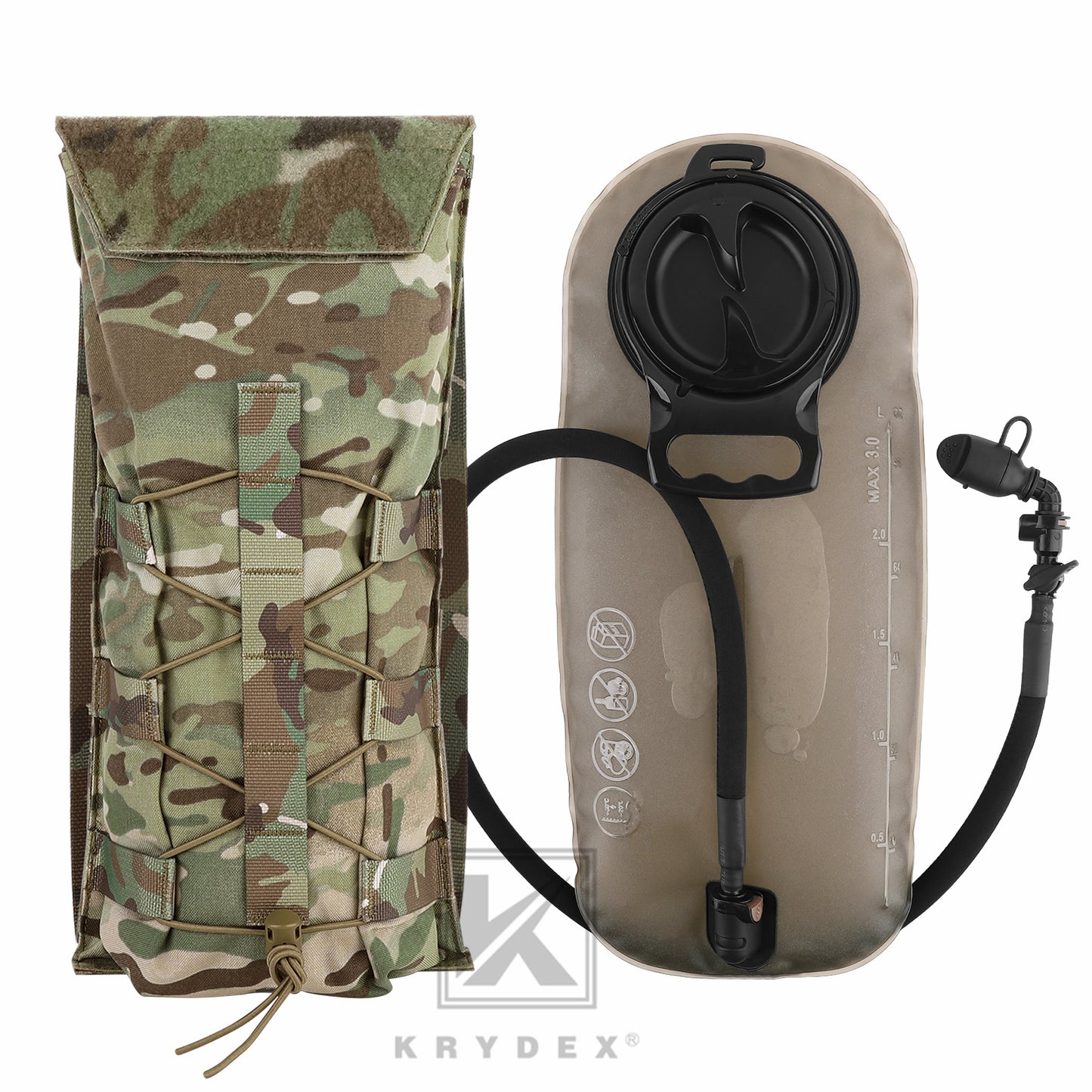 Krydex Tactical MOLLE Hydration Pack 100 oz Carrier 3L Water Bladder Pouch Modular Pack Bag