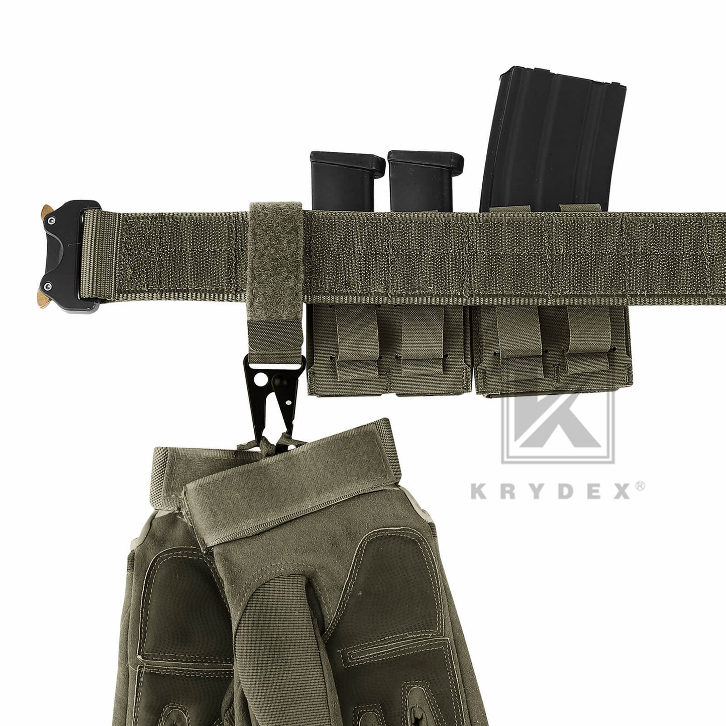 Krydex Tactical Belt Keeper Utility Hook Key Holder Keychain Gloves Carabiner Chemstick Clip MOLLE / Hook & Loop Battle Belt & Plate Carrier