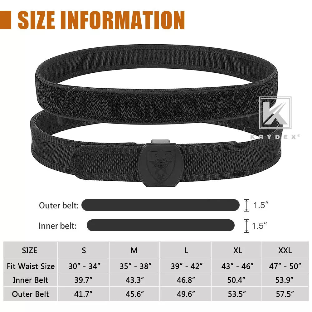 KRYDEX 1.5" IPSC USPSA IDPA 3-Gun Shooting Outer&Inner Belt Tactical High Speed Competition Belt