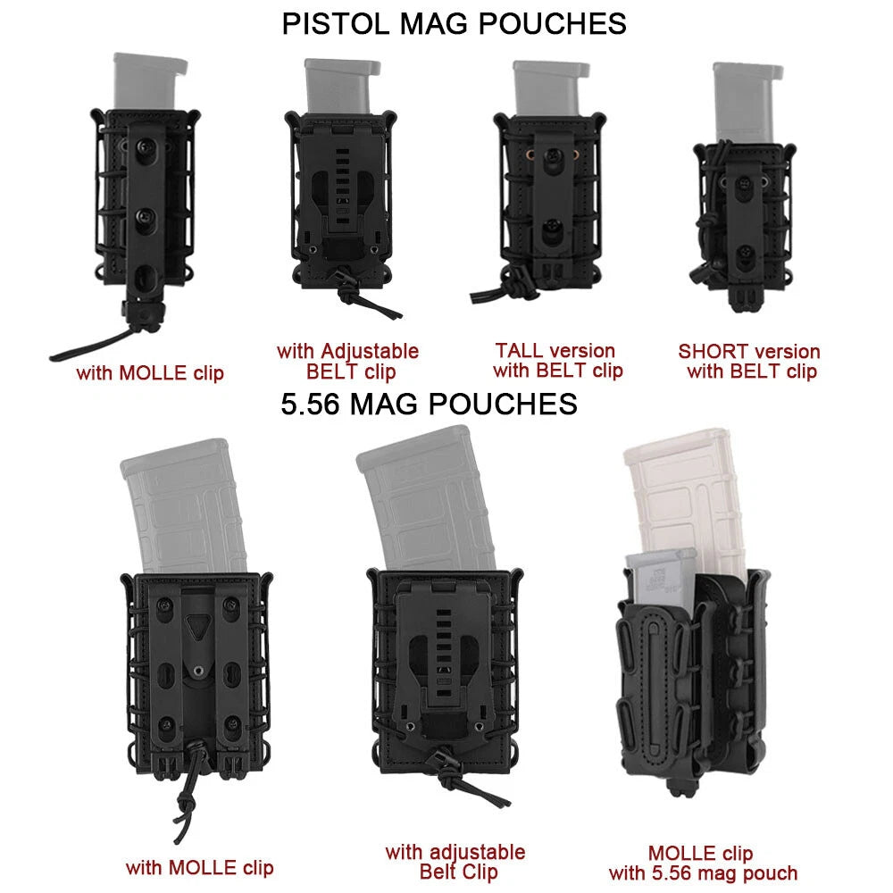 KRYDEX Soft Shell 9mm Pistol Mag Pouch Magazine Carrier Holder with Belt Clip Short