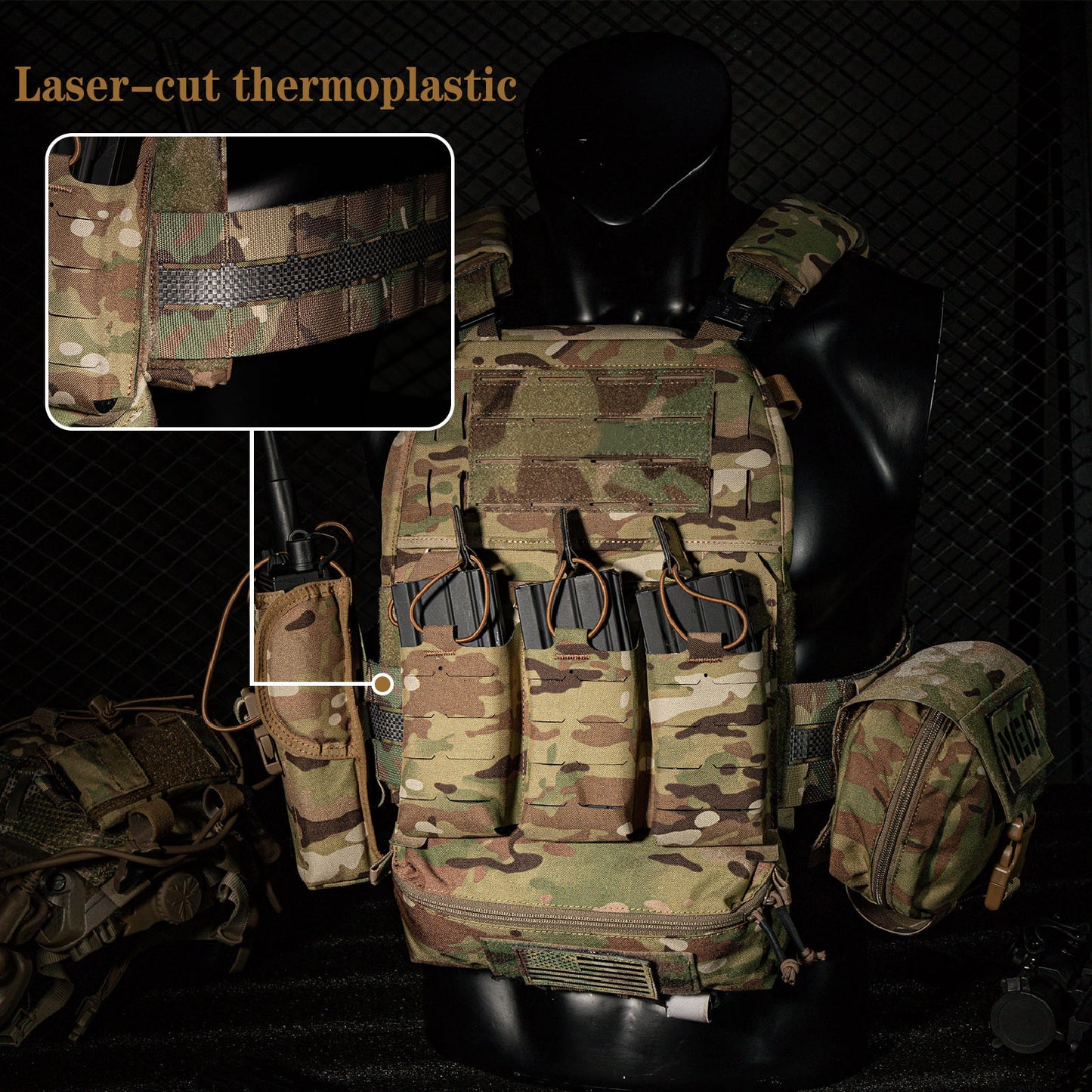 KRYDEX Tactical 3” Assault Cummerbund Tegris Rigid MOLLE Cummerbund for Tactical Vest Slickster FCPC LBT