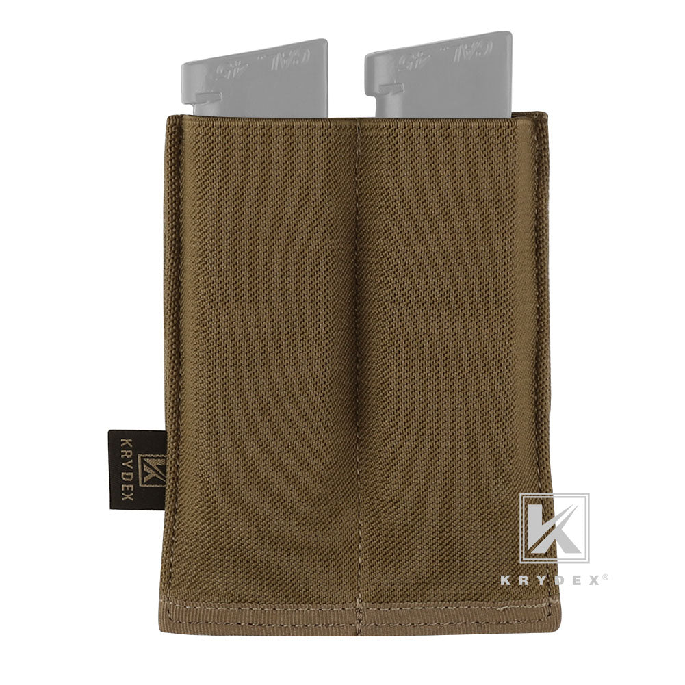 KRYDEX Fast Draw Tactical Molle Elastic Double 9mm Pistol Magazine Pouch Glock Sig Sauer Mag Carrier Multitool Holster
