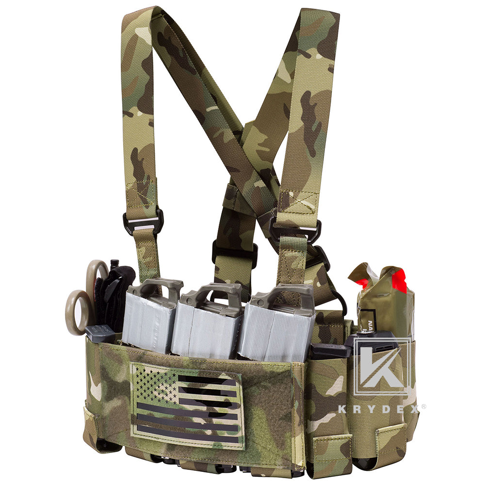 KRYDEX Tactical 5.56 Ready Rig Low Vis Chest Rig Elastic Cummerbund Concealed Lightweight Adjustable Vest