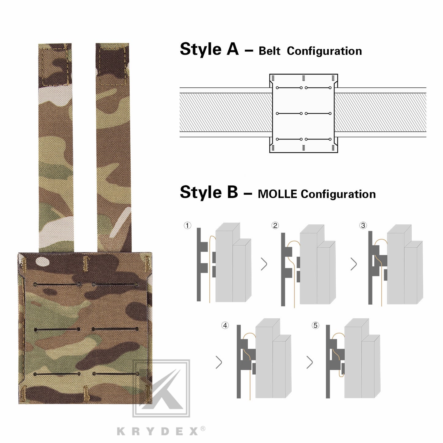 Krydex Tactical .223 5.56 + 9MM Pistol Magazine Pouch Mag Holder Duty Belt & Molle Compatible