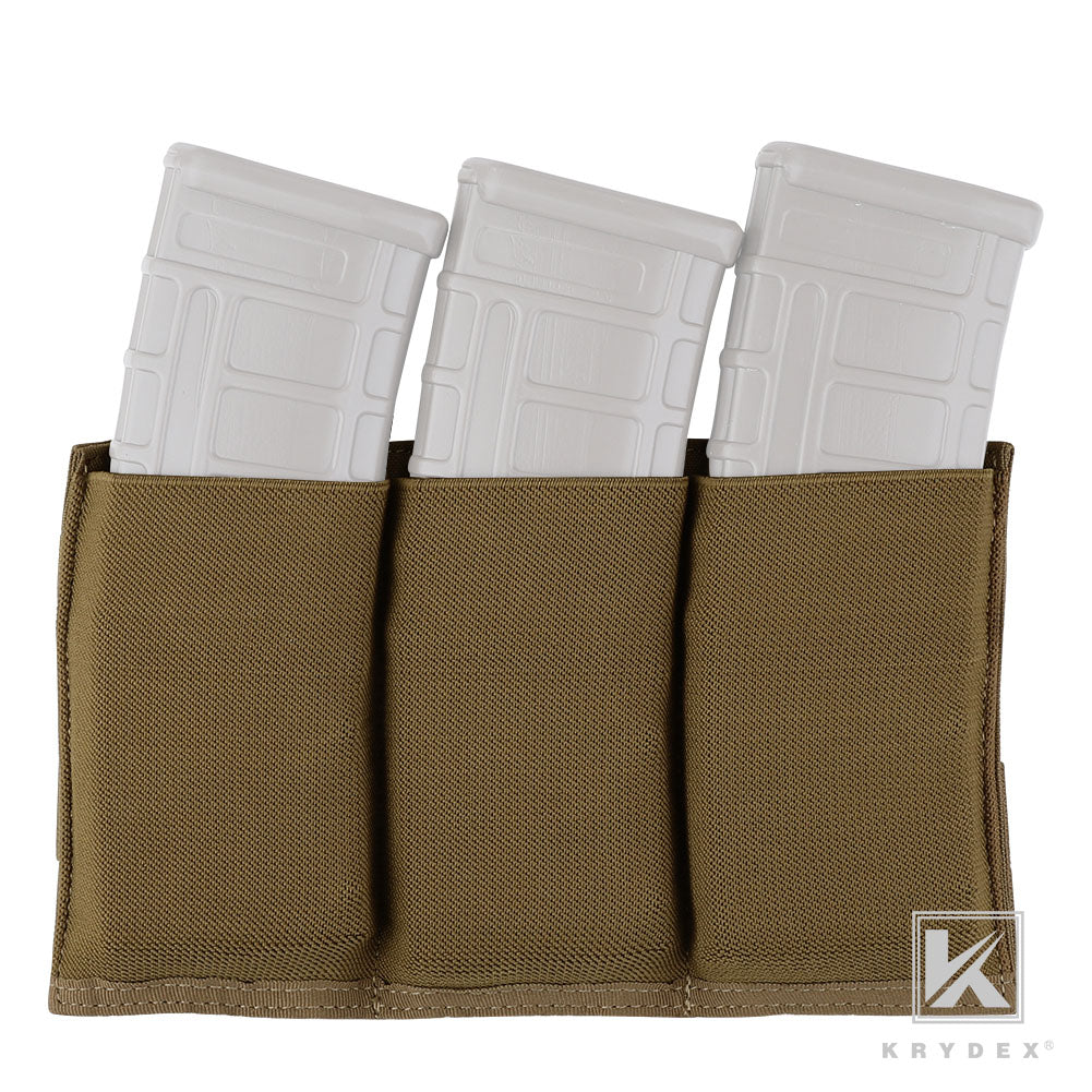 KRYDEX Fast Draw Tactical Molle Elastic Triple 5.56 .223 M4 M16 AR Rifle Magazine Pouch Mag Carrier Holster Multiuse Pouch