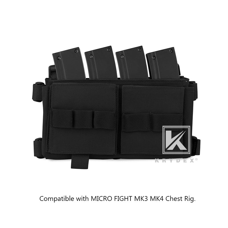 KRYDEX Elastic QUAD PCC SMG Submachine Gun MP7/MPX/Scorpion Magazine Insert for Micro Fight Chassis MK3 MK4 Chest Rig