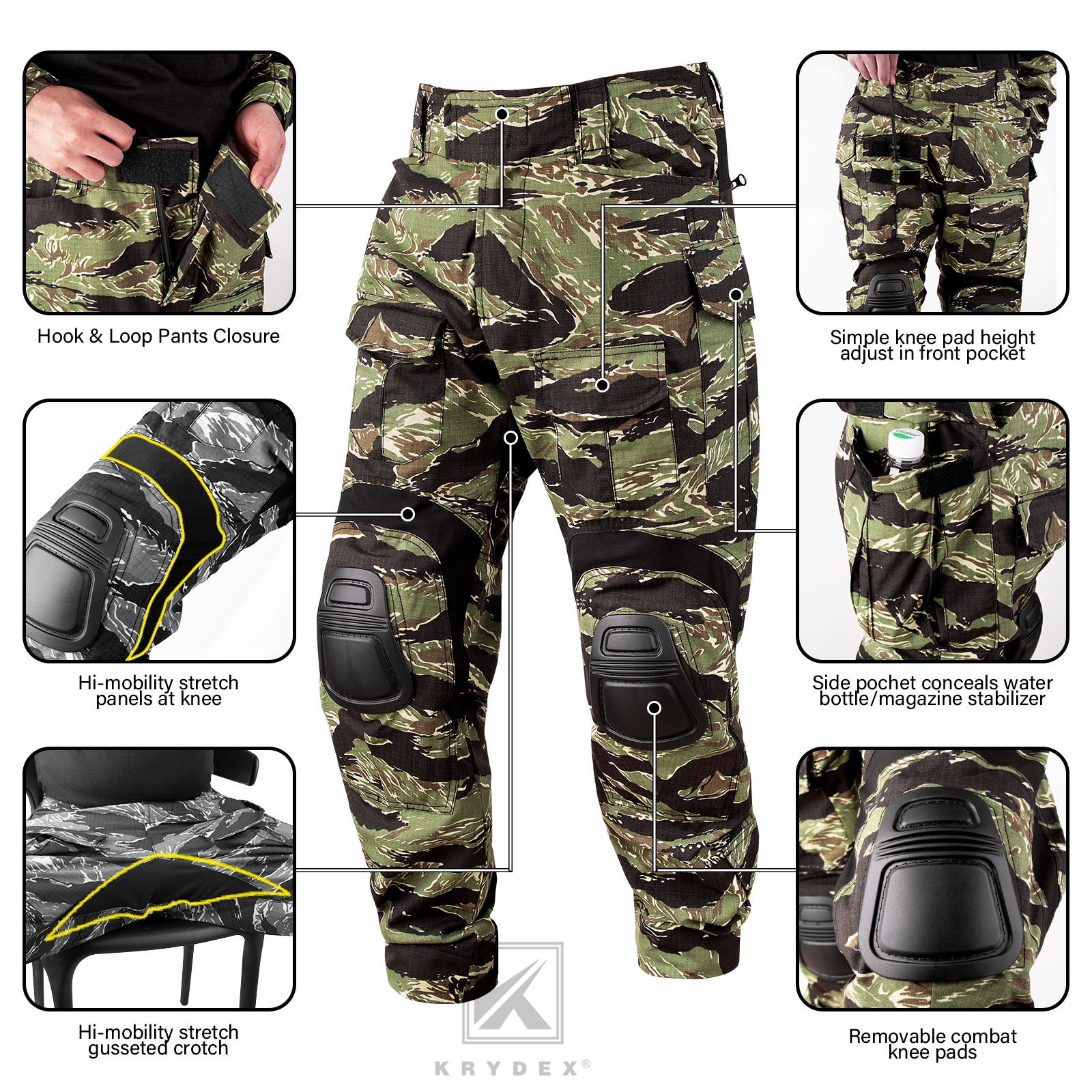 Desert Night Camo G3 Combat Pants Assault Tactical Trouser w/Knee