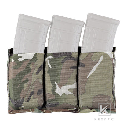 KRYDEX Fast Draw Tactical Molle Elastic Triple 5.56 .223 M4 M16 AR Rifle Magazine Pouch Mag Carrier Holster Multiuse Pouch