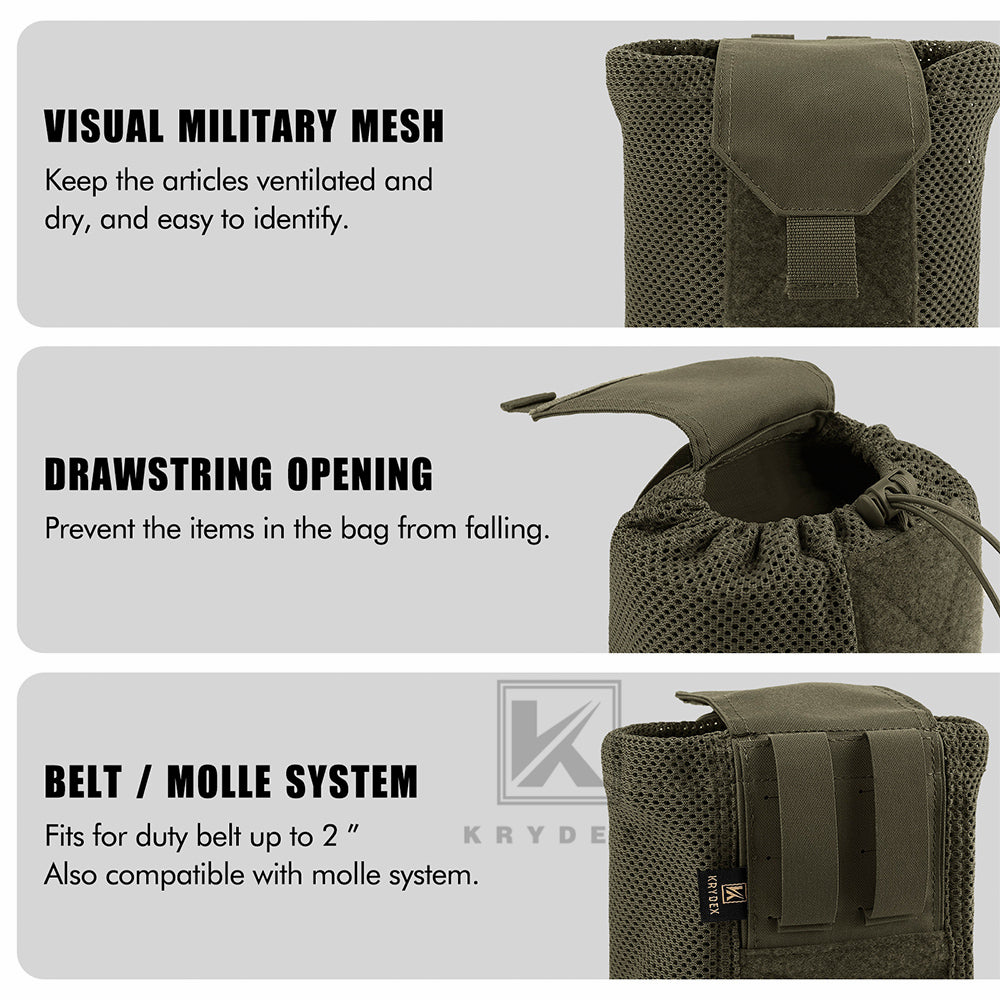 Krydex Tactical Mesh Dump Pouch MOLLE / Belt Drop Pouches Foldable