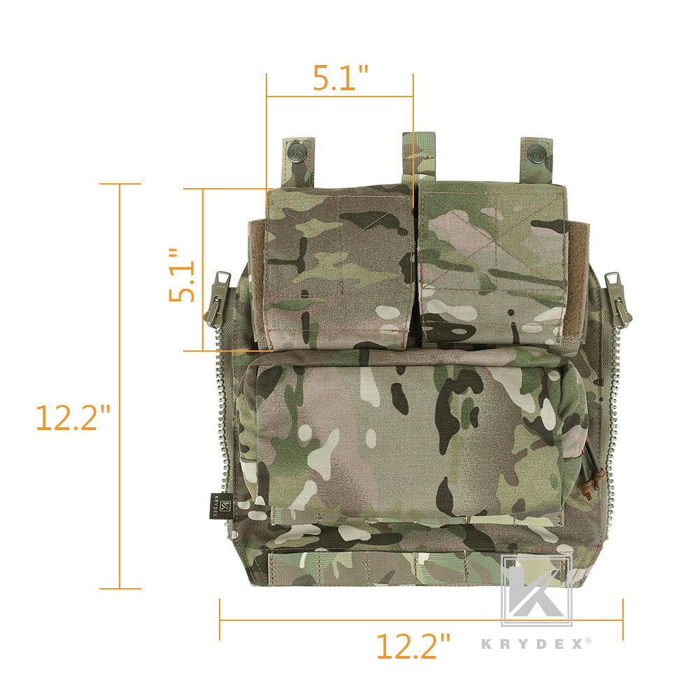 KRYDEX Quick Zip-ON Panel Hydration Pack Platebag Tactical Pouch for JPC 2.0 AVS CAC CPC NCPC Plate Carrier Vest