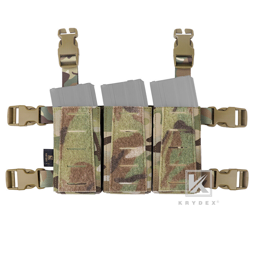 KRYDEX Tactical Chest Rig Con Triple 5.56/7.62 Mag Pouch Insert 9mm Mag Pouch Pouch Pouch E X Harness (RG - Foto 2