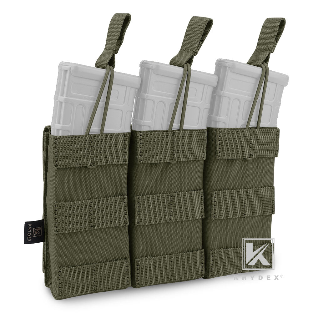 KRYDEX Triple 5.56 .223 M4 M16 AR15 Open Top Mag Pouch