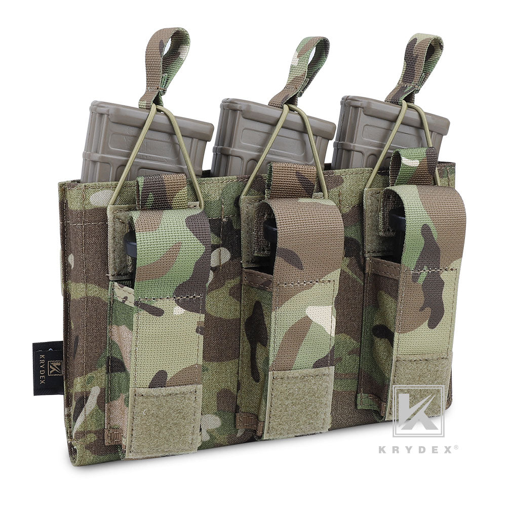 KRYDEX Triple 5.56 .223 Open Top Mag Pouch – Modular MOLLE Tactical Holster