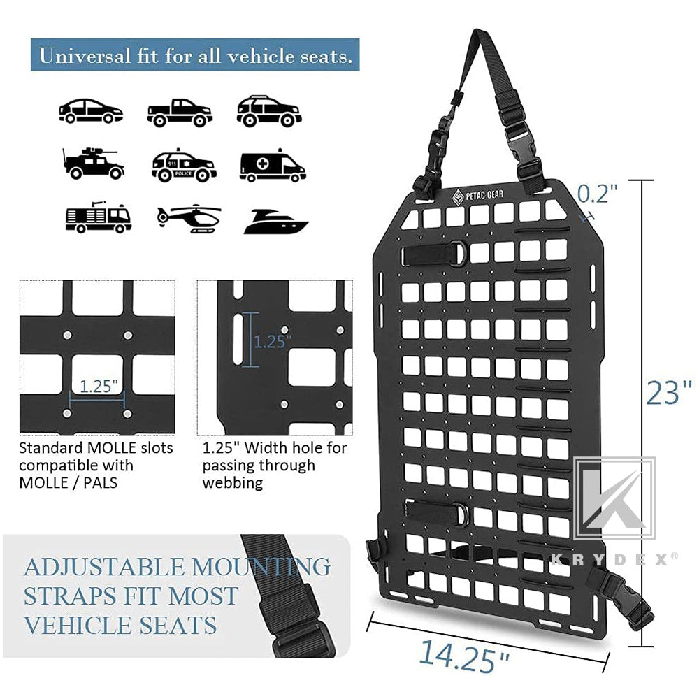KRYDEX Tactical Rigid Panel Vehicle Car Seat Back Display Storage – Krydex