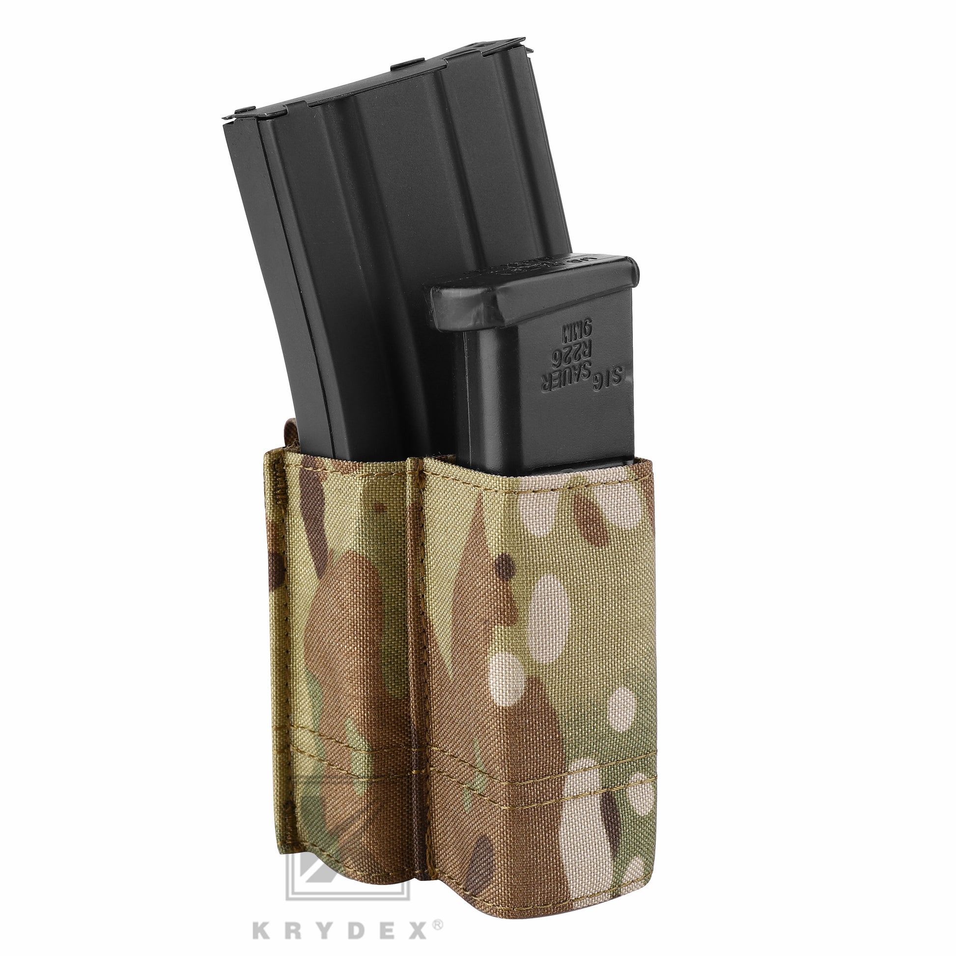 thumbnail image 2 of KRYDEX Tactical 9mm Pistol Magazine Pouch – MOLLE Compatible, Ambidextrous, Holds 2 Mags 2 of 4