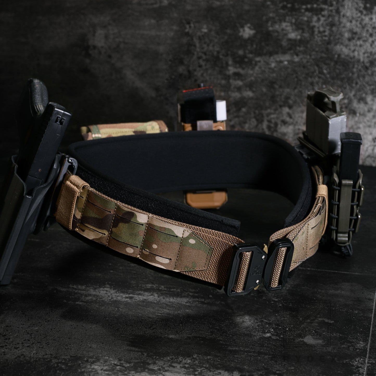 Krydex Tactical Molle Belt Quick Release Duty Gun Shooting Belt Laser Molle Padded Load Bearing Stiffened Belt