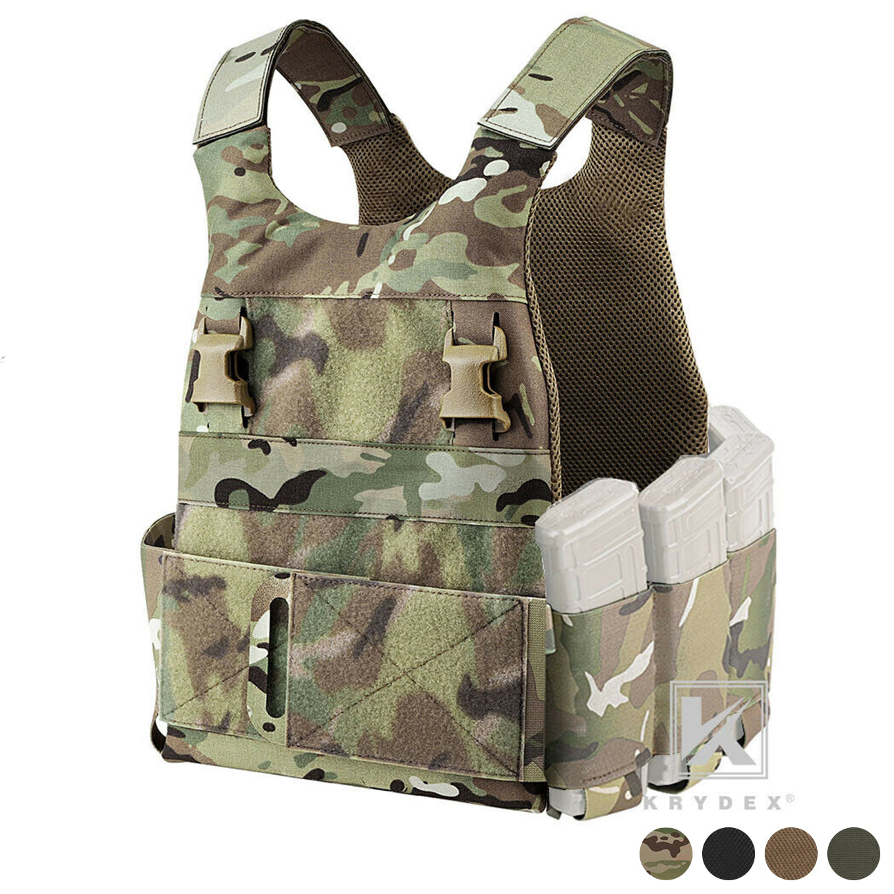 KRYDEX Low Vis Slick Multi-Mission Plate Carrier Low Profile Body Armor Adjustable Tactical Vest