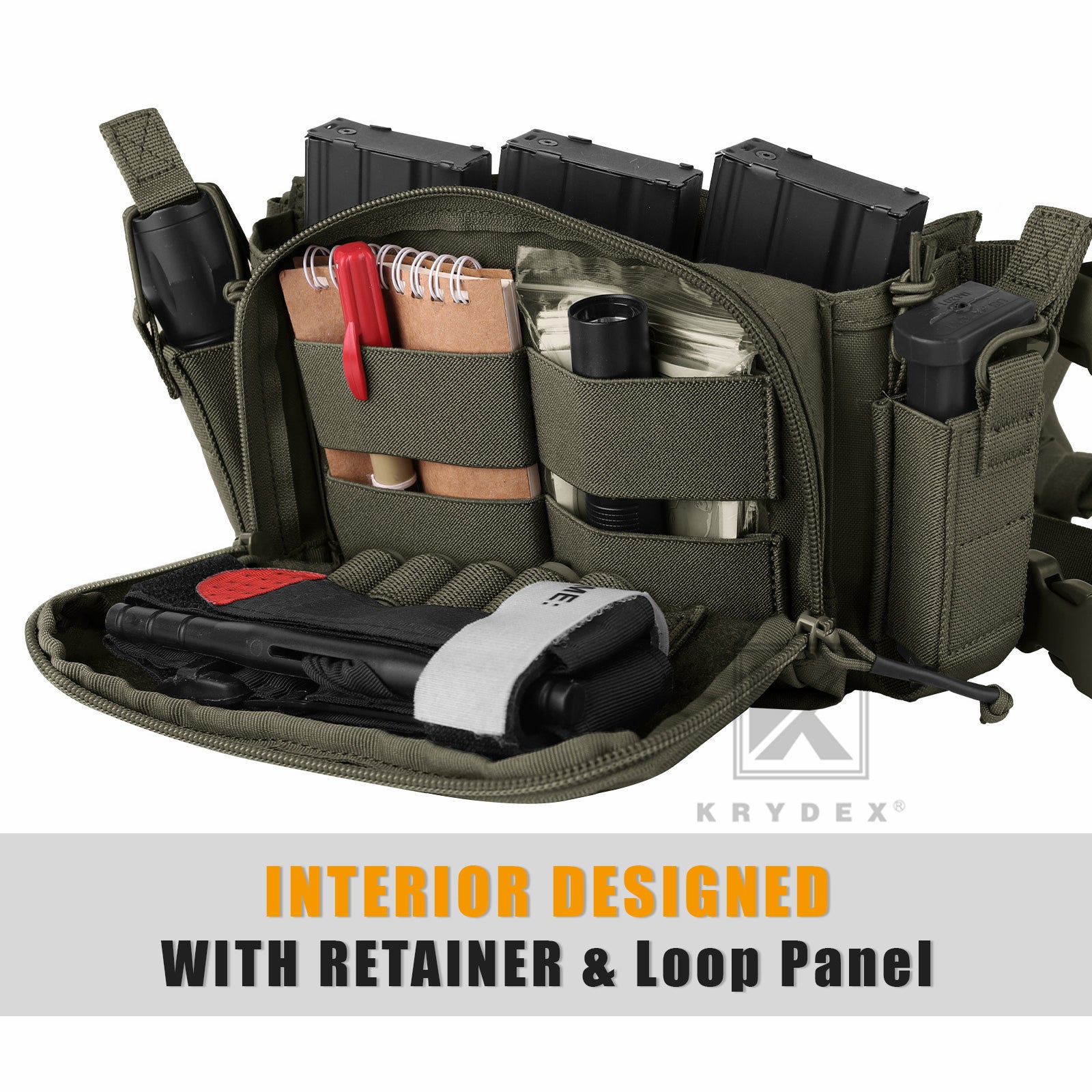 KRYDEX Tactical D3CRM Chest Rig - 500D Nylon Magazine Pouch Placard For 5.56/7.62
