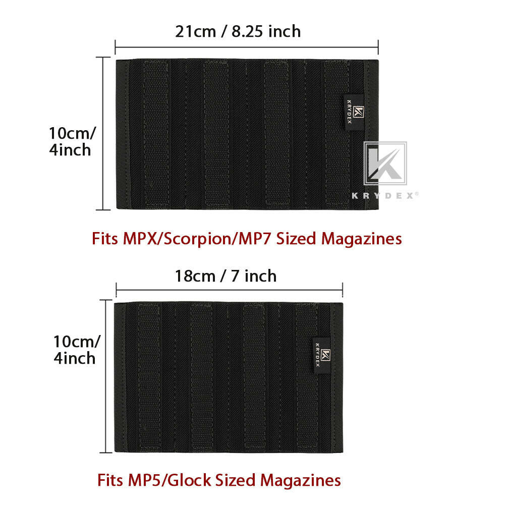 KRYDEX Elastic QUAD SMG Submachine Gun MP5/GLOCK Magazine Insert for Micro Fight Chassis MK3 MK4 Chest Rig
