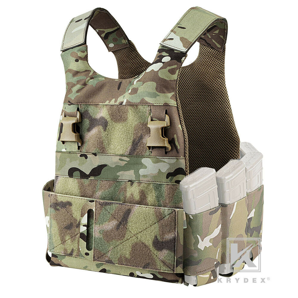 KRYDEX Low Vis Slick Multi-Mission Plate Carrier Low Profile Body Armor Adjustable Tactical Vest
