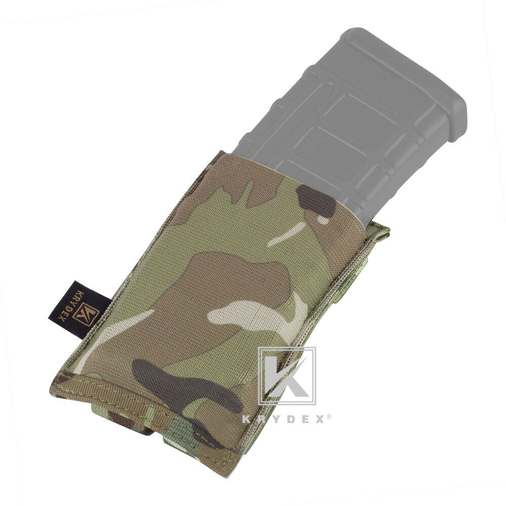 KRYDEX Fast Draw Tactical Molle Elastic Single 5.56 .223 M4 M16 AR Rifle Magazine Pouch Mag Carrier Holster Multiuse Pouch